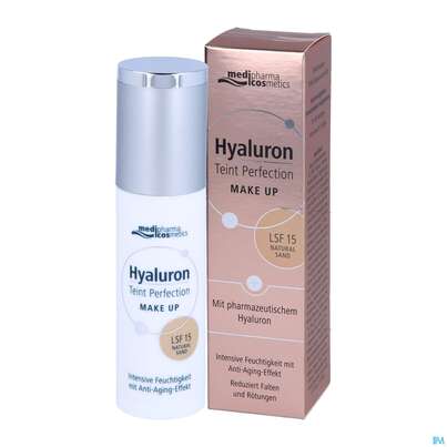 Sie sehen eine Packung Hyaluron Teint Perfection Make-up Natural Sand 30ml, Produktbild: 06 Hyaluron Teint Perfection Make-up Natural Sand 30ml, A-Nr.: 4834765 - 06