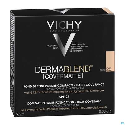 Sie sehen eine Packung Vichy Dermablend Covermatte 25 9,5g, Produktbild: 01 Vichy Dermablend Covermatte 25 9,5g, A-Nr.: 4759940 - 01