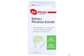 Sie sehen eine Packung Safran +rhodiola Extrakt Kapseln Dr.wolz Nr 60548 120st, Produktbild: 01 Safran +rhodiola Extrakt Kapseln Dr.wolz Nr 60548 120st, A-Nr.: 4297758 - 01