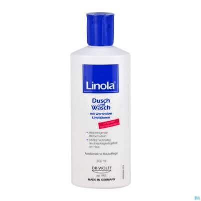 Sie sehen eine Packung Linola Dusch +wasch Mikroemulsion 300ml, Produktbild: 05 Linola Dusch +wasch Mikroemulsion 300ml, A-Nr.: 4089511 - 05