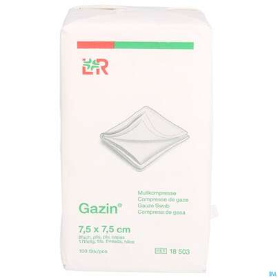 Mullkompressen Gazin Baumw.17faedig Unsteril 8fach 7,5x 7,5cm 100st, A-Nr.: 2386908 - 01