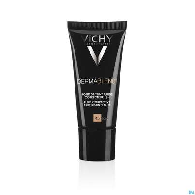Sie sehen eine Packung Vichy Dermablend Make-up 45 Gold 30ml, Produktbild: 17 Vichy Dermablend Make-up 45 Gold 30ml, A-Nr.: 3044647 - 17
