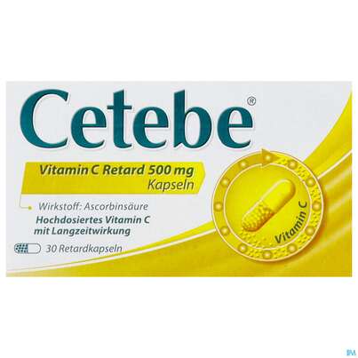 Cetebe Vitamin C -retard Kapseln 500mg 30st, A-Nr.: 1334016 - 01