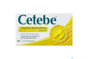 Cetebe Vitamin C -retard Kapseln 500mg 30st, A-Nr.: 1334016 - 01