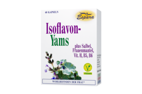 Sie sehen eine Packung Espara Isoflavon-Yams Kapseln, Produktbild: 01 Espara Isoflavon-Yams Kapseln, A-Nr.: 4348355 - 01