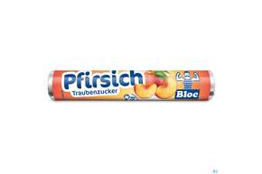 Sie sehen eine Packung Bloc Traubenzucker Rollen Pfirsich 42g, Produktbild: 01 Bloc Traubenzucker Rollen Pfirsich 42g, A-Nr.: 2198331 - 01
