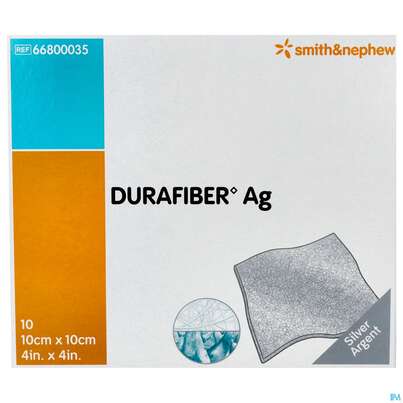 Wundverband Durafiber/ag Antimikrobiell 10x10cm 66800 10st, A-Nr.: 3815889 - 02