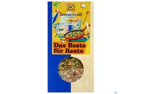 Sie sehen eine Packung Sonnentor Gewuerzzubereitung Bio Beste Fuer Reste 00649 50g, Produktbild: 01 Sonnentor Gewuerzzubereitung Bio Beste Fuer Reste 00649 50g, A-Nr.: 5636406 - 01