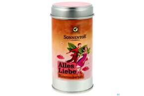 Sie sehen eine Packung Sonnentor Bio Alles Liebe Bluetenzauber Salz Streudose 07780 90g, Produktbild: 01 Sonnentor Bio Alles Liebe Bluetenzauber Salz Streudose 07780 90g, A-Nr.: 4096592 - 01