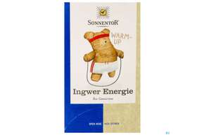 Sie sehen eine Packung Sonnentor Tee/bio/doppelkammerbeutel Ingwer Energie 02574 18st, Produktbild: 01 Sonnentor Tee/bio/doppelkammerbeutel Ingwer Energie 02574 18st, A-Nr.: 5227866 - 01