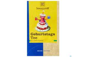 Sie sehen eine Packung Sonnentor Tee/bio Geburtstagstee 02409 18st, Produktbild: 01 Sonnentor Tee/bio Geburtstagstee 02409 18st, A-Nr.: 3257886 - 01