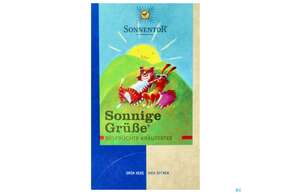 Sie sehen eine Packung Sonnentor Tee/bio Sonnige Gruesse 02533 18st, Produktbild: 01 Sonnentor Tee/bio Sonnige Gruesse 02533 18st, A-Nr.: 3574894 - 01