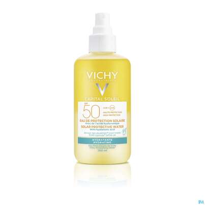 Sie sehen eine Packung Sonnenprodukte Vichy/capital Soleil Hyaluron Spray Lsf50 200ml, Produktbild: 03 Sonnenprodukte Vichy/capital Soleil Hyaluron Spray Lsf50 200ml, A-Nr.: 5232270 - 03