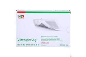 Wundverband Vliwaktiv/ag Aktivkohle Tamponade +silber 6,5x 10cm 10st, A-Nr.: 3073353 - 01