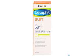 Sie sehen eine Packung Sonnenprodukte Cetaphil Sun Daylong Sensitive Gel Fluid Sfp50+ 50ml, Produktbild: 01 Sonnenprodukte Cetaphil Sun Daylong Sensitive Gel Fluid Sfp50+ 50ml, A-Nr.: 5129744 - 01