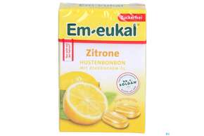Sie sehen eine Packung Em-eukal Bonbons Zuckerfrei Zitrone Box 50g, Produktbild: 01 Em-eukal Bonbons Zuckerfrei Zitrone Box 50g, A-Nr.: 5334852 - 01