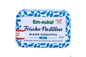Sie sehen eine Packung Em-eukal Frische Pastillen Dose Zfr Blauer Eukalyptus 20g, Produktbild: 01 Em-eukal Frische Pastillen Dose Zfr Blauer Eukalyptus 20g, A-Nr.: 4934024 - 01
