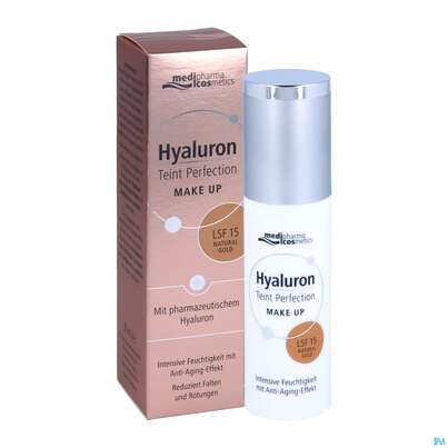 Sie sehen eine Packung Hyaluron Teint Perfection Make-up Natural Gold 30ml, Produktbild: 05 Hyaluron Teint Perfection Make-up Natural Gold 30ml, A-Nr.: 4834771 - 05