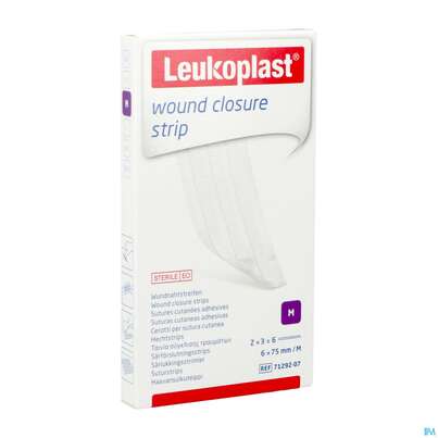 Sie sehen eine Packung Wundverband Wundnahtstreifen/steril Leukoplast/weiss Closure Strip 6x 75mm 6st, Produktbild: 04 Wundverband Wundnahtstreifen/steril Leukoplast/weiss Closure Strip 6x 75mm 6st, A-Nr.: 3478943 - 04