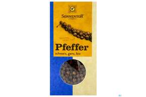 Sie sehen eine Packung Sonnentor Bio Pfeffer Schwarz Ganz 00880 55g, Produktbild: 01 Sonnentor Bio Pfeffer Schwarz Ganz 00880 55g, A-Nr.: 5228044 - 01