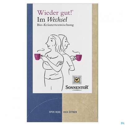 Sie sehen eine Packung Sonnentor Im Wechsel Tee Bio Doppelkammerbeutel Im Wechsel 02584 18st, Produktbild: 02 Sonnentor Im Wechsel Tee Bio Doppelkammerbeutel Im Wechsel 02584 18st, A-Nr.: 5226996 - 02
