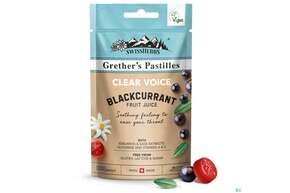 Sie sehen eine Packung Swissherbs Grether’s Pastilles Clear Voice Zuckerfrei 45g, Produktbild: 01 Swissherbs Grether’s Pastilles Clear Voice Zuckerfrei 45g, A-Nr.: 5244468 - 01