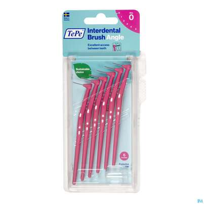 Sie sehen eine Packung Tepe Interdentalbuersten Angle 0,4mm Pink 6st, Produktbild: 04 Tepe Interdentalbuersten Angle 0,4mm Pink 6st, A-Nr.: 3793260 - 04