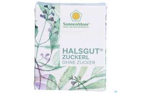 Sie sehen eine Packung Sonnenmoor Halsgut Lutschzuckerl 51g, Produktbild: 01 Sonnenmoor Halsgut Lutschzuckerl 51g, A-Nr.: 4038264 - 01