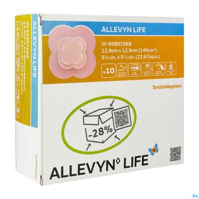 Wundverband Allevyn Life Schaumstoffverb.silikon 12,9x 12,9cm 10st, A-Nr.: 4062386 - 02