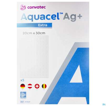 Wundauflagen Aquacel Ag+/extra +verstaerkungsfasern 20x 30cm 41356 5st, A-Nr.: 4262228 - 01