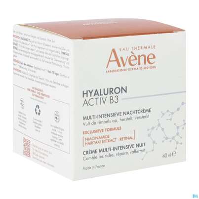 Sie sehen eine Packung Avene Hyaluron Activ B3 Nachtcreme 40ml, Produktbild: 08 Avene Hyaluron Activ B3 Nachtcreme 40ml, A-Nr.: 5693261 - 08
