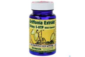 Sie sehen eine Packung Griffonia Extrakt Kapseln Vegi 50mg 5htp 60st, Produktbild: 01 Griffonia Extrakt Kapseln Vegi 50mg 5htp 60st, A-Nr.: 4612042 - 01
