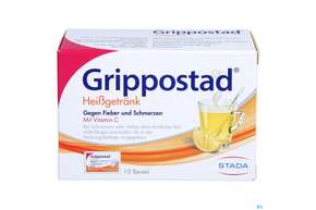 Sie sehen eine Packung Grippostad Heissgetraenk Pulver Beutel 10st, Produktbild: 01 Grippostad Heissgetraenk Pulver Beutel 10st, A-Nr.: 2436730 - 01