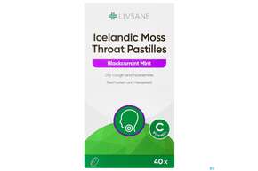 Sie sehen eine Packung Islaendisch Moos Livsane Hals Pastillen 40st, Produktbild: 01 Islaendisch Moos Livsane Hals Pastillen 40st, A-Nr.: 5399231 - 01