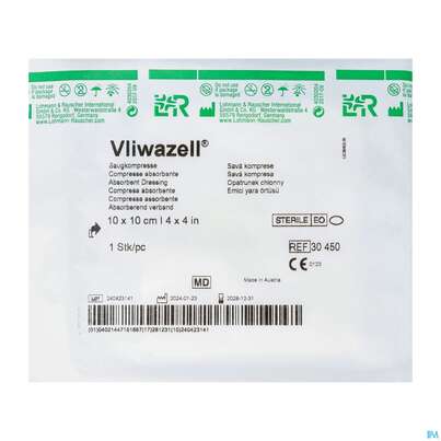 Vliwazell Saugkompresse Steril 10x 10cm 1st, A-Nr.: 0477328 - 02