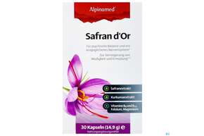 Sie sehen eine Packung Safran D Or Kapseln -alpinamed 30st, Produktbild: 01 Safran D Or Kapseln -alpinamed 30st, A-Nr.: 5375012 - 01