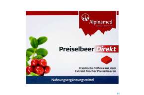 Sie sehen eine Packung Preiselbeer Direkt Alpinamed 30st, Produktbild: 01 Preiselbeer Direkt Alpinamed 30st, A-Nr.: 4100046 - 01