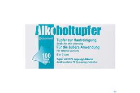 Alkoholtupfer 3x 3cm Gefaltet 70% Isopropyl- Alkohol 100st, A-Nr.: 5764802 - 01