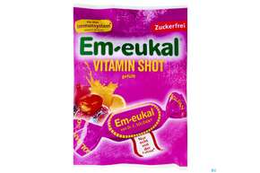 Sie sehen eine Packung Em-eukal Vitamin Shot Zuckerfrei Immunstark 75g, Produktbild: 01 Em-eukal Vitamin Shot Zuckerfrei Immunstark 75g, A-Nr.: 5684167 - 01