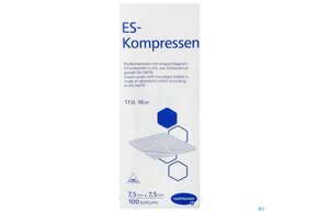 Mullkompressen-es Hartmann/unsteril 16fach 17faedig 7,5x7,5cm 100st, A-Nr.: 0863379 - 01