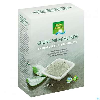 Sie sehen eine Packung Gruene Mineralerde Phytopharma Surfine Extrafein 300g, Produktbild: 01 Gruene Mineralerde Phytopharma Surfine Extrafein 300g, A-Nr.: 4764800 - 01