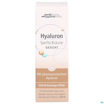 Sie sehen eine Packung Hyaluron Sanfte Braeune Gesichtspflege 50ml, Produktbild: 01 Hyaluron Sanfte Braeune Gesichtspflege 50ml, A-Nr.: 5289809 - 01