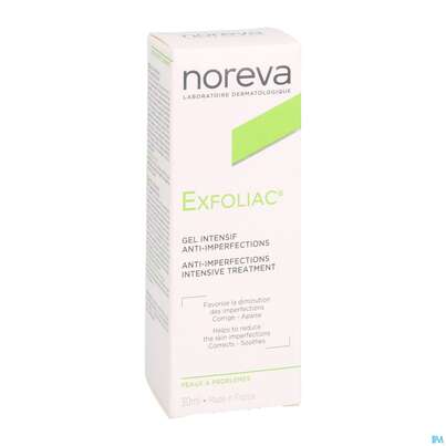 Sie sehen eine Packung Noreva Exfoliac Gel 30ml, Produktbild: 03 Noreva Exfoliac Gel 30ml, A-Nr.: 3959772 - 03