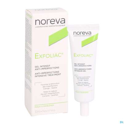 Sie sehen eine Packung Noreva Exfoliac Gel 30ml, Produktbild: 07 Noreva Exfoliac Gel 30ml, A-Nr.: 3959772 - 07