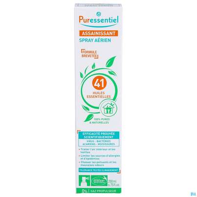Sie sehen eine Packung Puressentiel Luftreiniger Raumspray +41 Aetherischen Oelen 200ml, Produktbild: 01 Puressentiel Luftreiniger Raumspray +41 Aetherischen Oelen 200ml, A-Nr.: 3831813 - 01