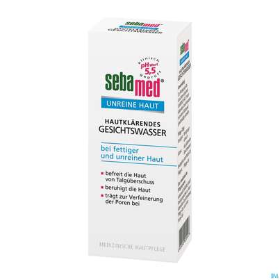 Sie sehen eine Packung Sebamed Unreine Haut Gesichtswasser 200ml, Produktbild: 02 Sebamed Unreine Haut Gesichtswasser 200ml, A-Nr.: 4065025 - 02