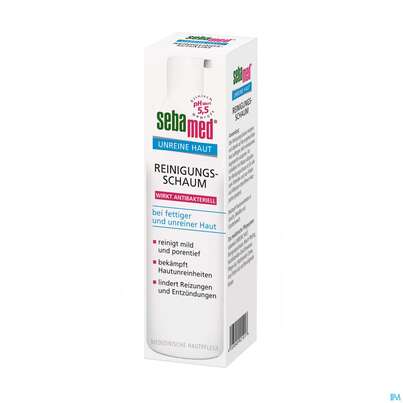 Sie sehen eine Packung Sebamed Unreine Haut Reinigungsschaum 150ml, Produktbild: 02 Sebamed Unreine Haut Reinigungsschaum 150ml, A-Nr.: 4065031 - 02