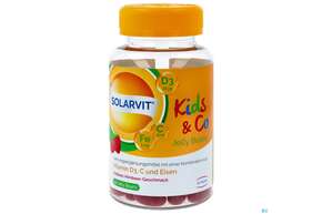 Sie sehen eine Packung Solarvit Kids+co Jelly Beans Vit D3 800ie Vit C 30mg Eisen 6mg 90st, Produktbild: 01 Solarvit Kids+co Jelly Beans Vit D3 800ie Vit C 30mg Eisen 6mg 90st, A-Nr.: 5428688 - 01