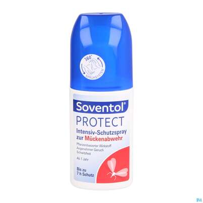 Sie sehen eine Packung Soventol Protect Intensiv-schutz- Spray Mueckenabwehr 100ml, Produktbild: 01 Soventol Protect Intensiv-schutz- Spray Mueckenabwehr 100ml, A-Nr.: 4453460 - 01