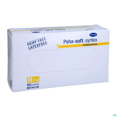 Sie sehen eine Packung Untersuchungshandschuhe Peha/soft/puderfrei Syntex Unsteril Mittel M 94216 100st, Produktbild: 05 Untersuchungshandschuhe Peha/soft/puderfrei Syntex Unsteril Mittel M 94216 100st, A-Nr.: 3700873 - 05